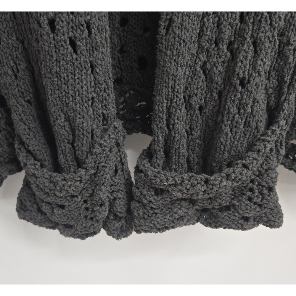 Free People Sweater Size Small Traveling Slate Gray Cotton Open Knit Crochet - Picture 10 of 15